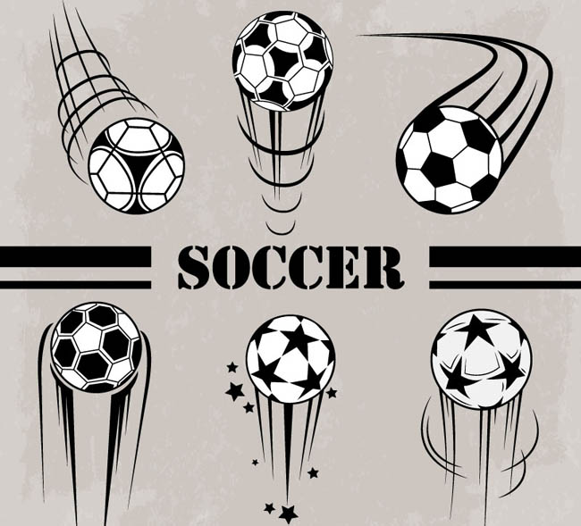 6款卡通动感足球设计矢量素材