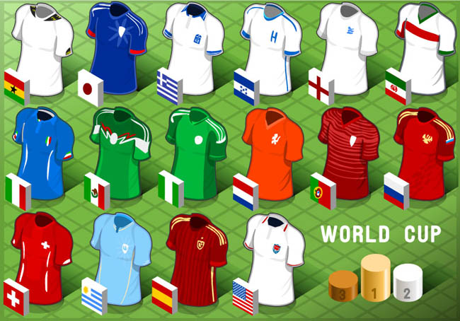 16款世界杯球服设计矢量素材