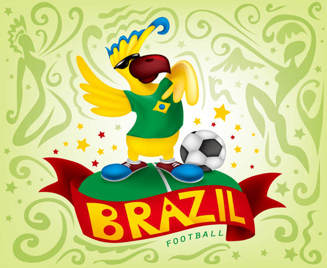 巴西世界杯鹦鹉背景矢量素材