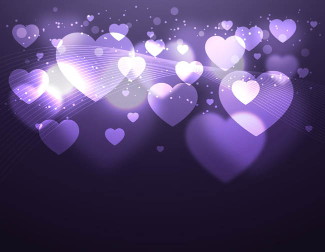 紫色爱心光晕背景矢量素材