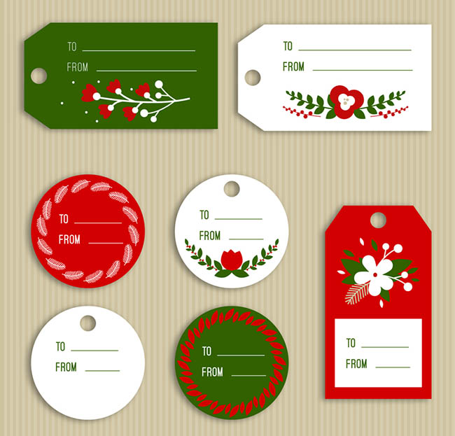 7款创意圣诞节留言卡矢量素材