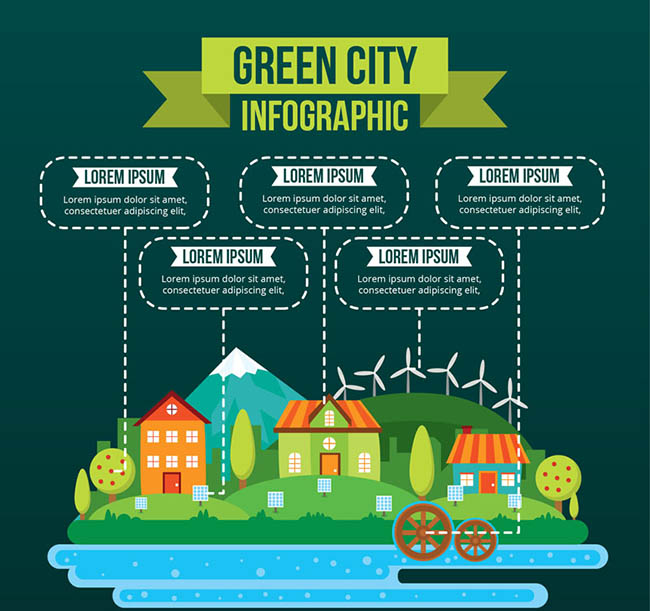 创意绿色城市信息图矢量素材