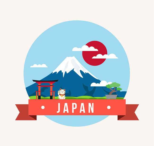 创意日本风景插画矢量素材