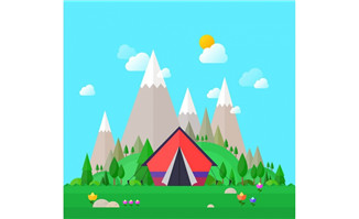 野外野营帐篷插画矢量素