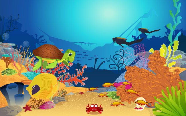 海底世界动物动画动态效果模板 
