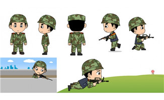 武警官兵flash卡通人物