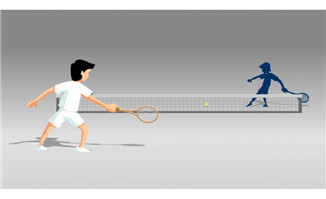 运动男孩网球对打动画