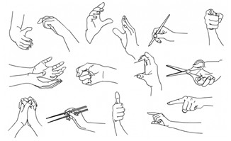握剪刀拿筷子的手部动作