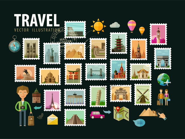 建筑风景邮票图片