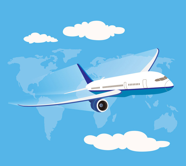 天空中的航空飞机矢量素材