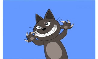尖牙利爪凶猛的黑猫素材