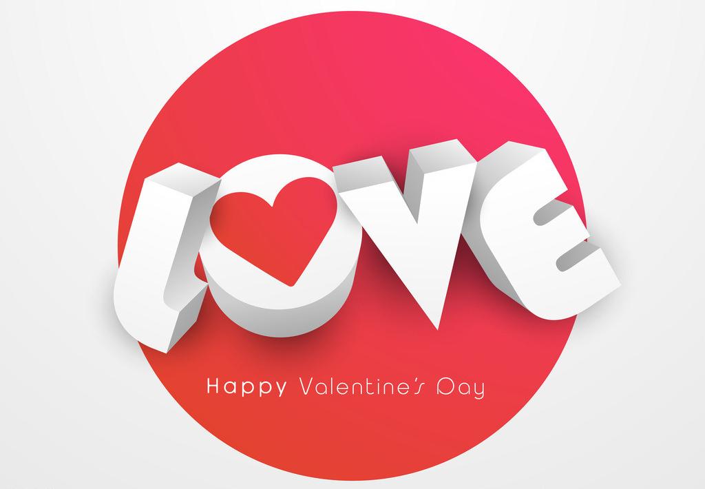 情人节卡片love字体设计矢量图素材