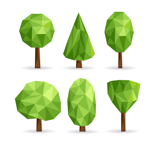 6款创意绿色树木矢量素材