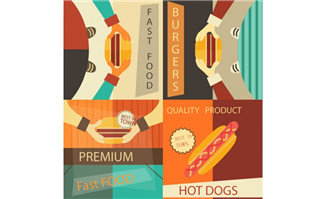 4款快餐食品海报矢量素材