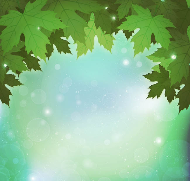 梦幻绿色梧桐背景矢量素材