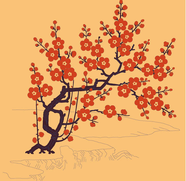 中国古典梅花图矢量素材