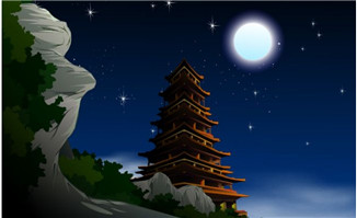 flash古代场景楼阁夜景