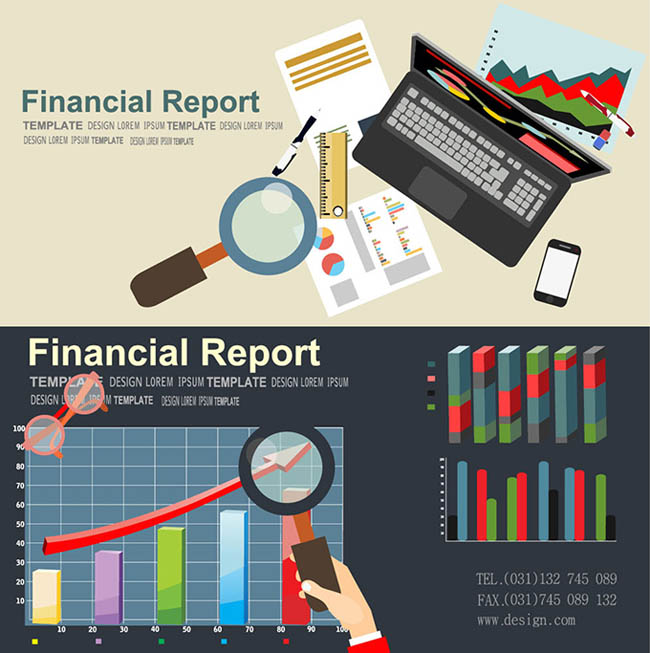 扁平化金融商务各种元素素材