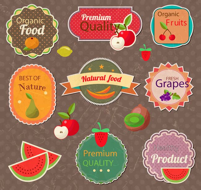 8款水果标签设计矢量素材
