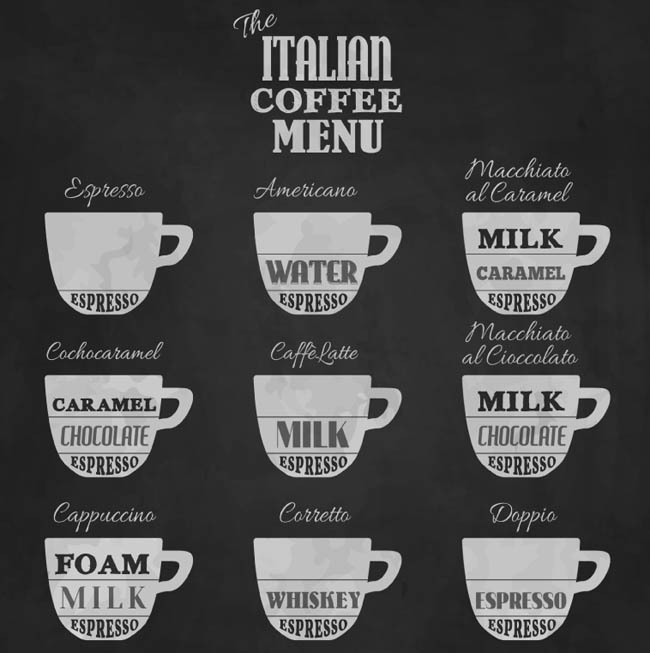 9种创意意大利咖啡单矢量素材