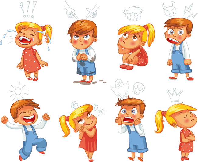 卡通儿童各种表情的孩子矢量(2)