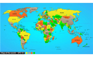 彩色的世界地图矢量素材