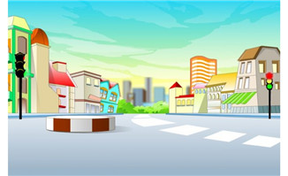 路边建筑flash动画场景
