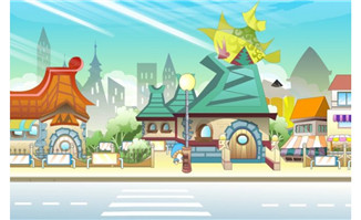 flash动画场景设计游乐园外面的马路斑马线场景