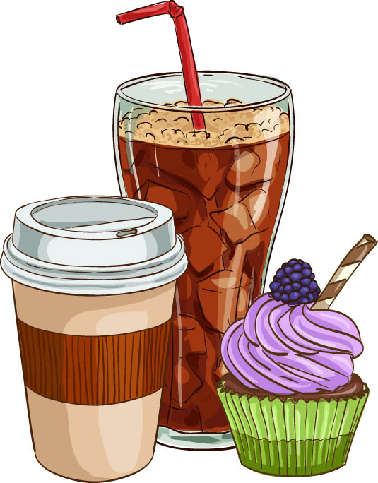 卡通矢量零食咖啡可乐雪糕