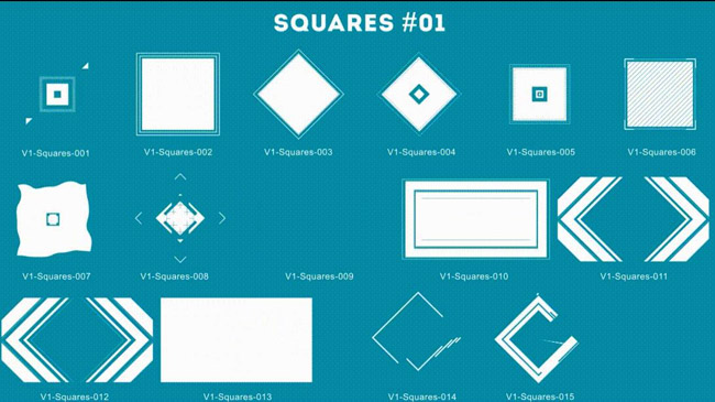 四方形特效  免费视频特效下载   视频透明通道视频   MG动画特效