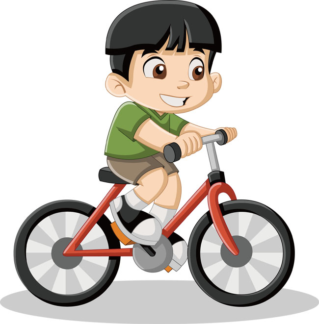 骑着自行车的小男孩矢量图