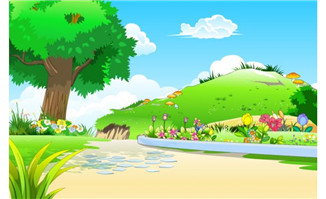 flash动画场景素材设计山丘旁边的小路动画场景设