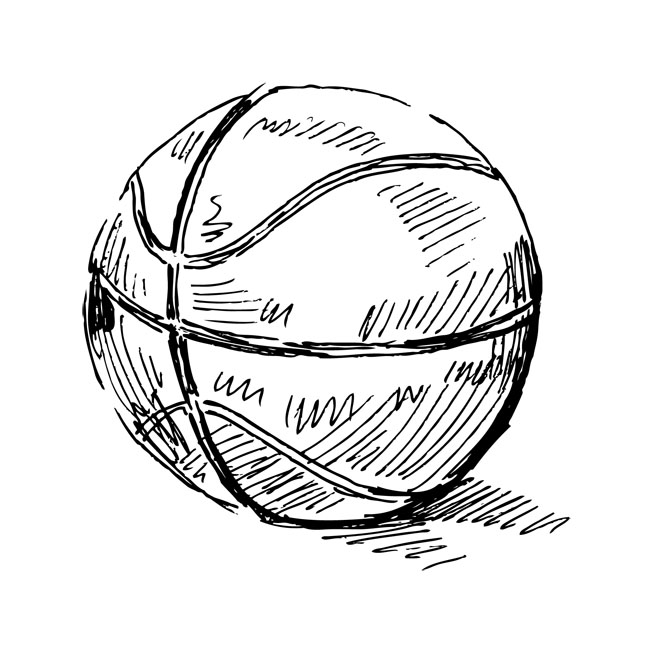 手绘篮球素描线条风格矢量图素材免费下载