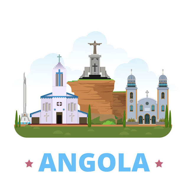 扁平化世界建筑之安哥拉教堂漫画矢量图素材下