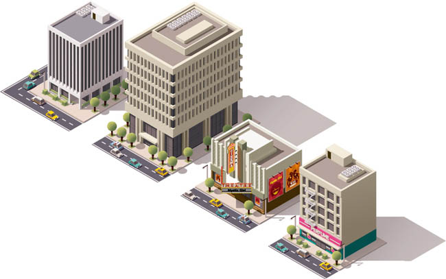 3D城市建筑地产矢量图素材下载