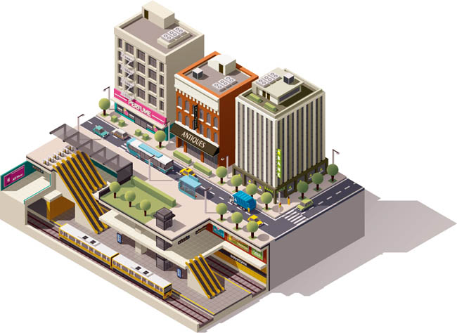 矢量3D立体城市建筑房屋图片设计素材下载