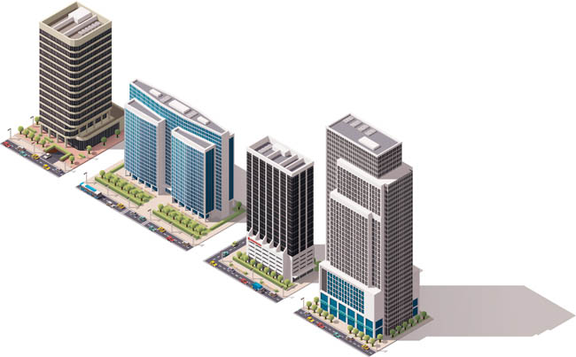 3D矢量图立体城市建筑图片素材下载