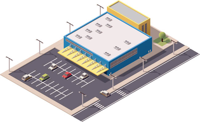 工厂办公楼3D模型设计图片矢量图素材下载