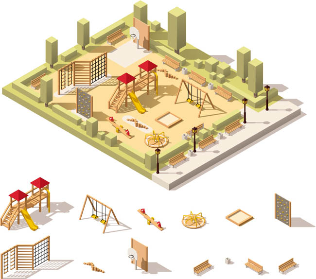 3D模型建筑公园设计图片矢量图素材下载