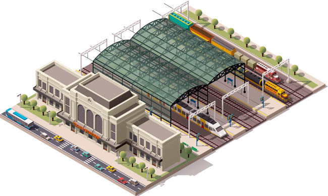 火车站站台3D模型建筑图图片矢量图素材