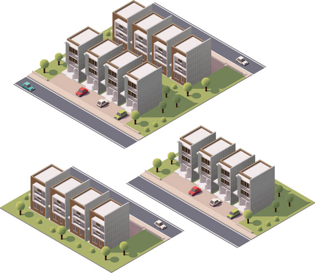 小区3D模型建筑楼房设计图片矢量图素材下载
