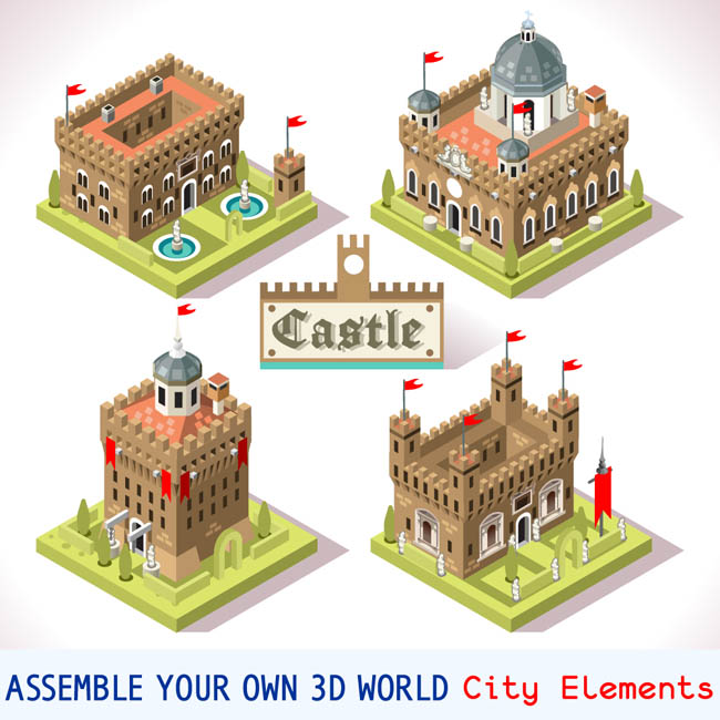 3d模型建筑立体城堡设计图片矢量图素材下载