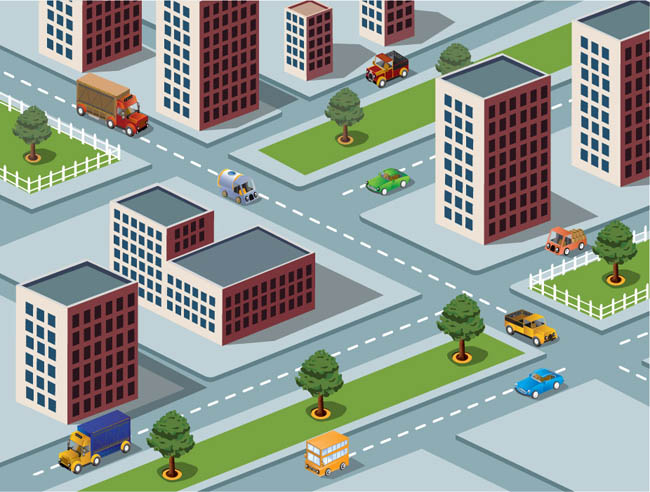 卡通简一城市3d模型建筑图片矢量图素材下载