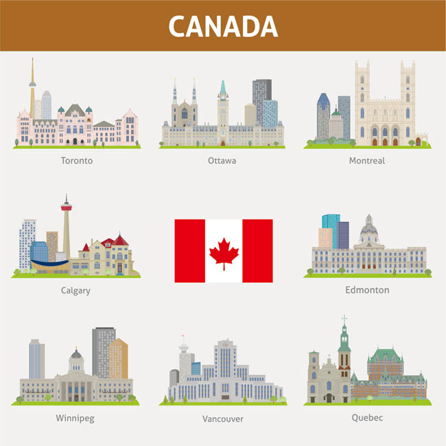 加拿大城市地标建筑图片矢量图素材下载