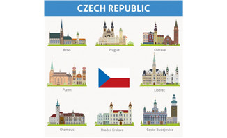 捷克城市建筑插图图片矢