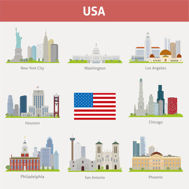 美国地标建筑插图图片矢量图素材