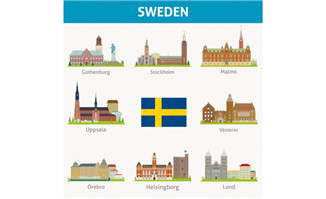 瑞典城市建筑插图图片矢