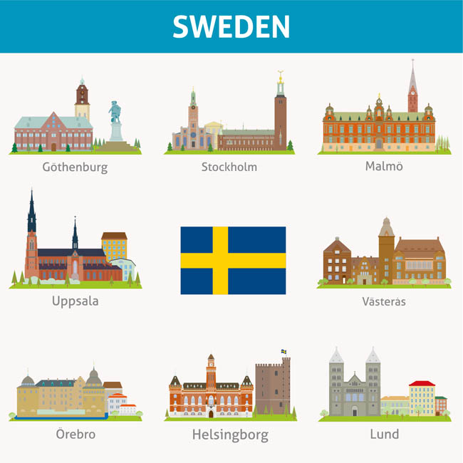 瑞典城市建筑插图图片矢量图素材