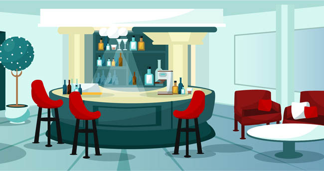 酒吧空间设计图矢量图素材下载