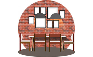 砖墙咖啡厅设计图片矢量